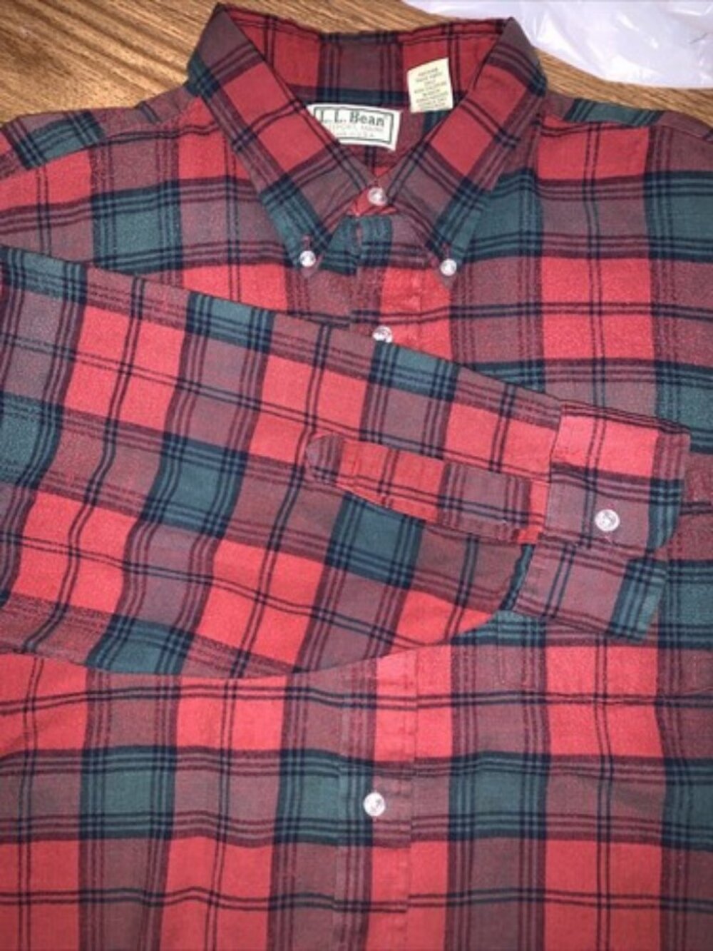 LL Bean Flannel Adult X-Large Red Green Long Sleeve Outdoors Mens XL Outdoors